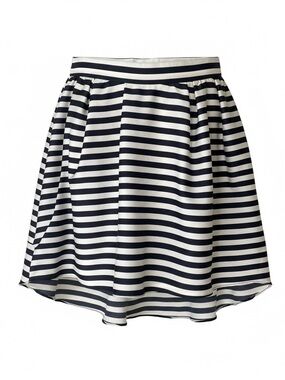 H&M Navy and White Striped Skater Skirt
